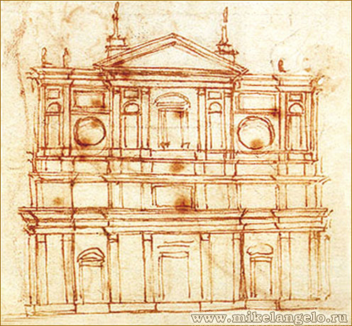 Проект фасада церкви Сан Лоренцо. Микеланджело / www.mikelangelo.ru